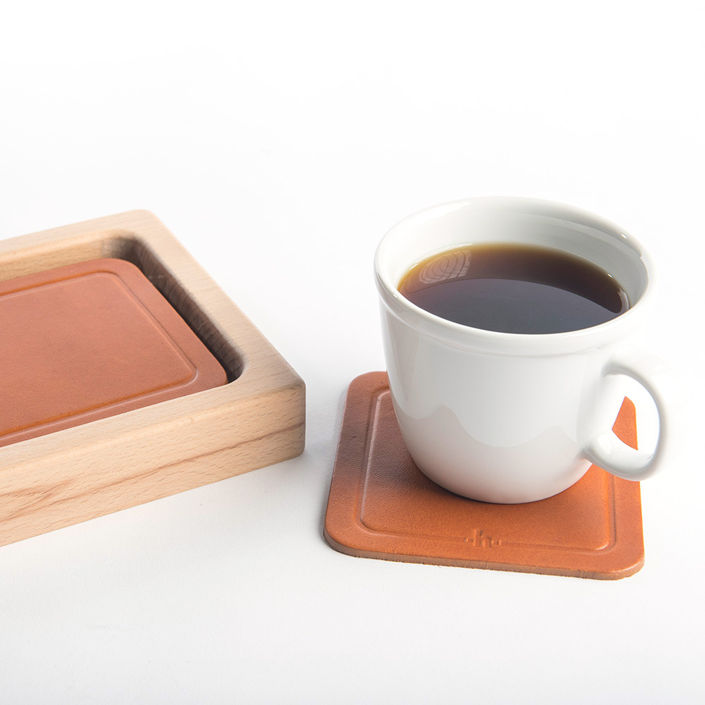 h. barnes leather coasters